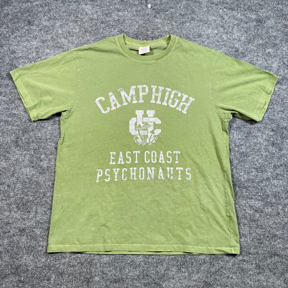 Camp High Collective Mens Green East Coast Psychonauts Graphic T-Shirt Large LA